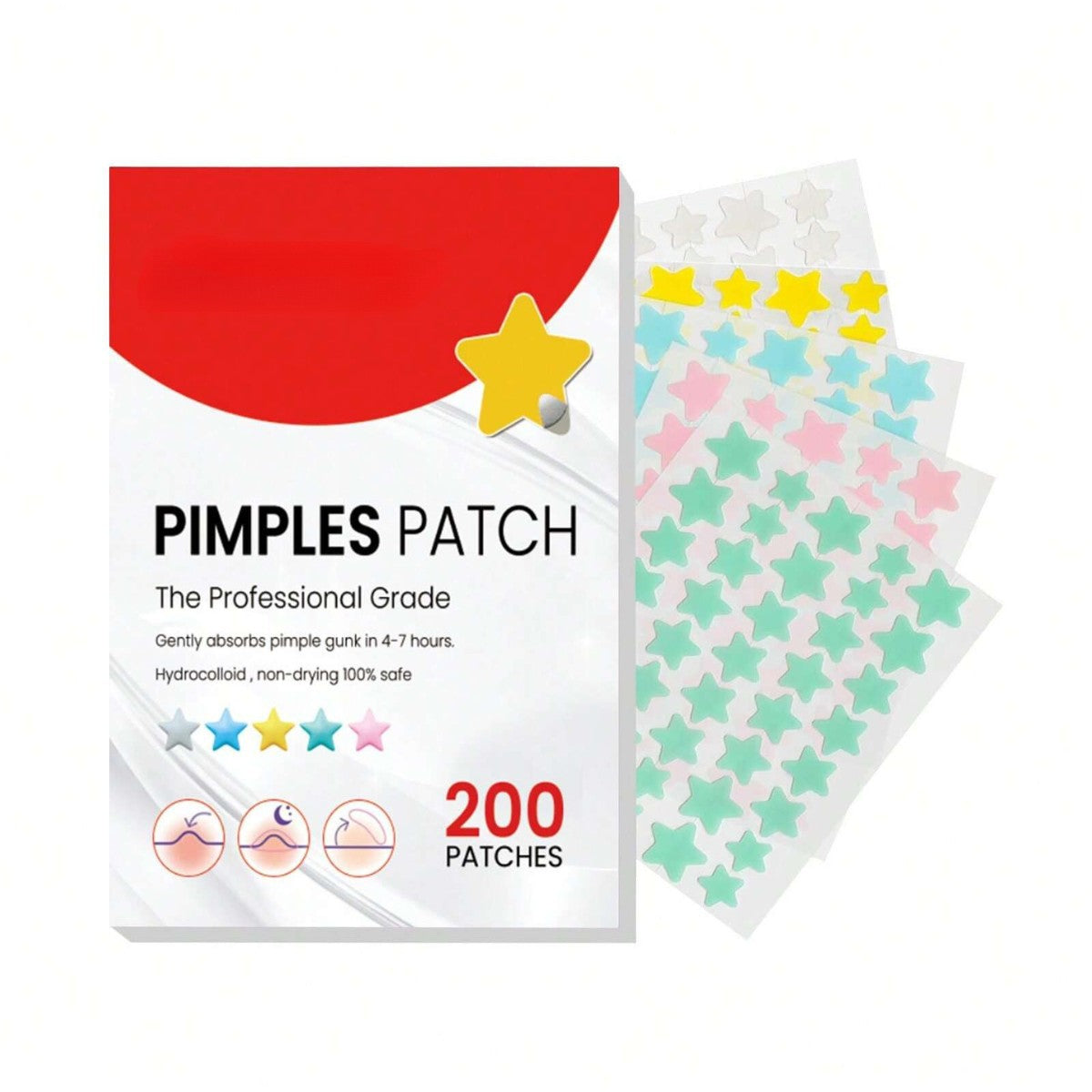 GlowRush Hydrocolloid Acne Pimple Patches – Invisible, Waterproof & Ultra-Thin Spot Treatment Stickers for Fast Healing (200 Count)