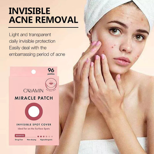MIRACLE PATCH – Hydrocolloid Acne Stickers (96 Patches) | Invisible, Waterproof & Ultra-Thin Pimple Patches for Fast Blemish Healing