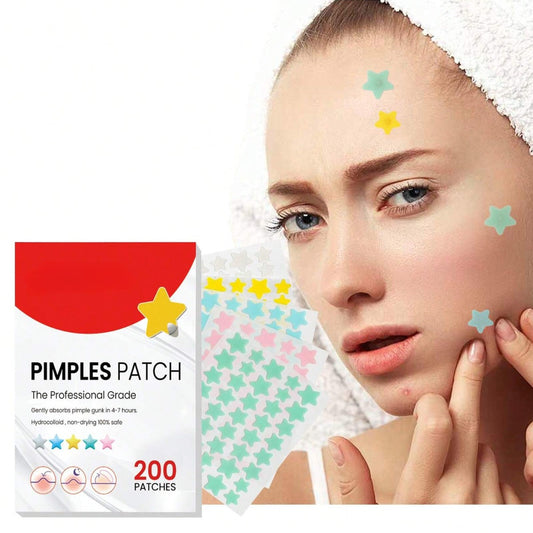 GlowRush Hydrocolloid Acne Pimple Patches – Invisible, Waterproof & Ultra-Thin Spot Treatment Stickers for Fast Healing (200 Count)